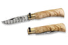 Couteau artisanal Old Bear damas M lame inox 8cm manche olivier avec virole