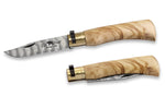 Couteau artisanal Old Bear damas M lame inox 8cm manche olivier avec virole