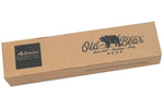 Couteau artisanal Old Bear damas M lame inox 8cm manche olivier avec virole