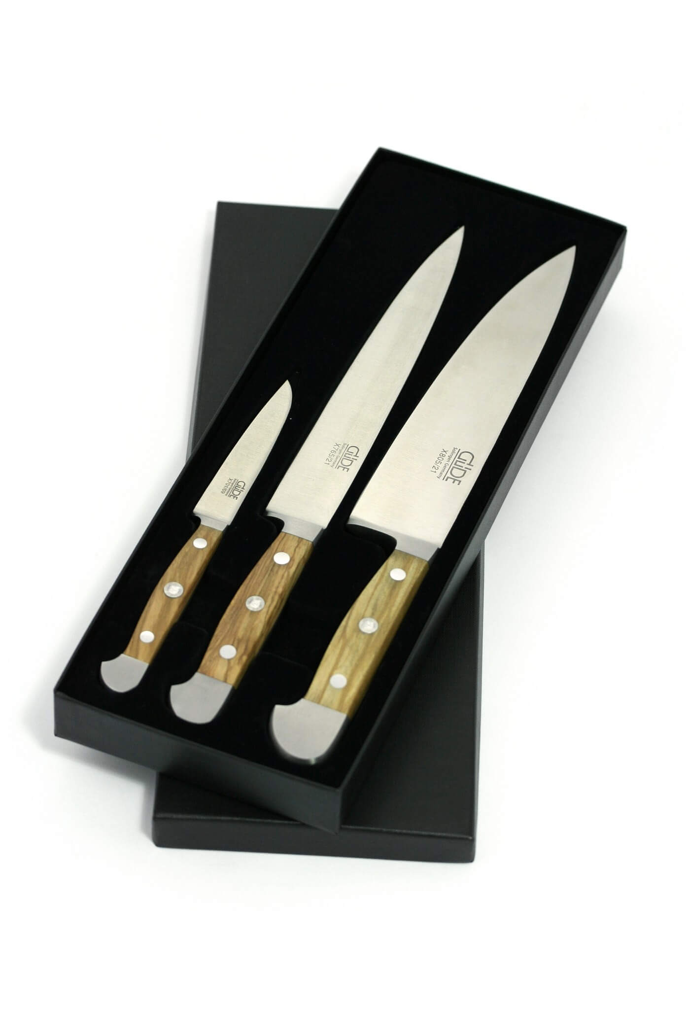 Coffret Güde 3 couteaux forgés Alpha Olive