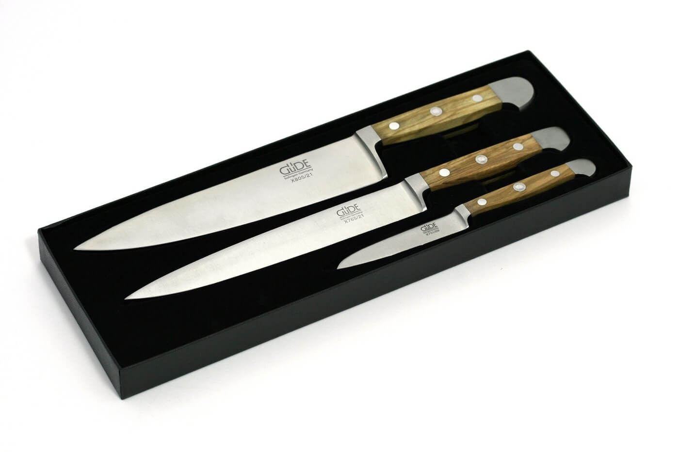 Coffret Güde 3 couteaux forgés Alpha Olive