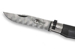 Couteau artisanal Old Bear damas M lame inox 8cm bois d'ayous stratifié avec virole