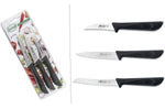 Set 3 couteaux de cuisine Sanelli Jolly acier inox manche noir