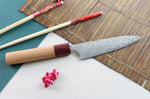Couteau universel japonais artisanal Yoshimi Kato 12cm VG10 Nickel Damascus cerisier