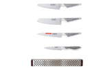 Set de 4 couteaux japonais Global GS lame en acier inox + barre aimantée