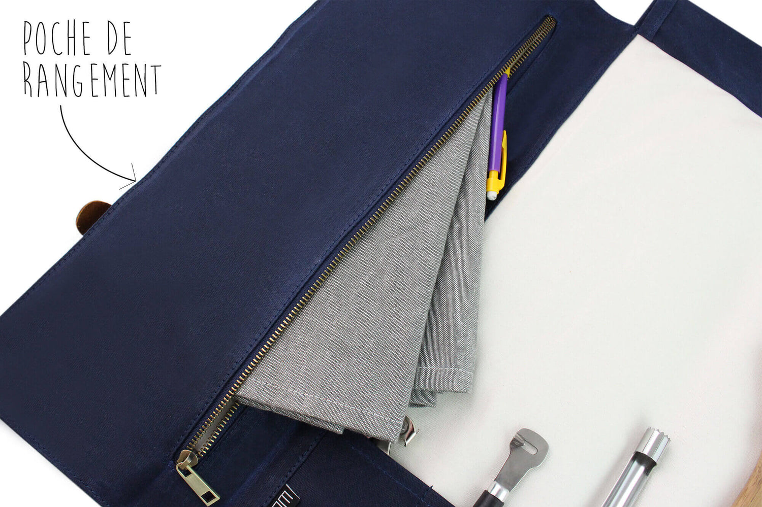 Mallette de cuisinier vide Wusaki denim et cuir - 8 places