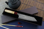 Couteau bunka japonais artisanal Yoshimi Kato 16,5cm VG10 Nickel Damascus cerisier
