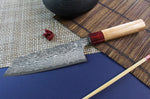 Couteau bunka japonais artisanal Yoshimi Kato 16,5cm VG10 Nickel Damascus cerisier