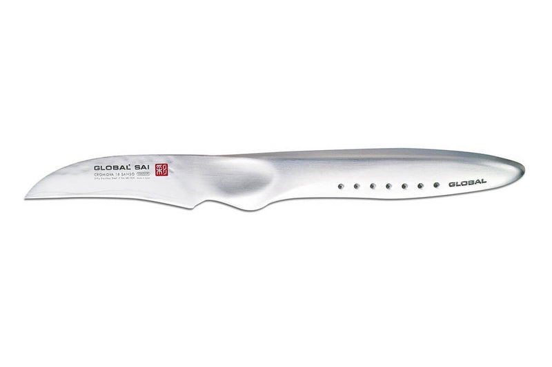 Couteau bec d'oiseau japonais Global Sai S04R lame martelée 6.5cm