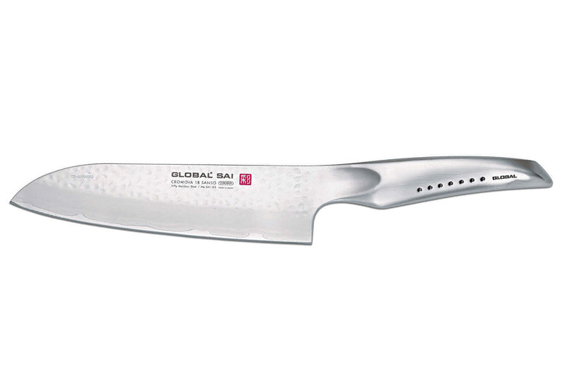 Couteau santoku japonais Global Sai 03 lame martelée 19cm