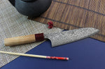 Couteau de chef japonais artisanal Yoshimi Kato 18cm VG10 Nickel Damascus cerisier