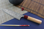 Couteau de chef japonais artisanal Yoshimi Kato 18cm VG10 Nickel Damascus cerisier