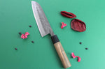 Couteau santoku japonais artisanal Wusaki Nakata BS2 16.5cm manche en noyer