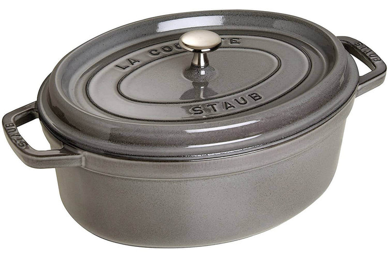Cocotte STAUB ovale en fonte émaillée gris graphite - 31 cm