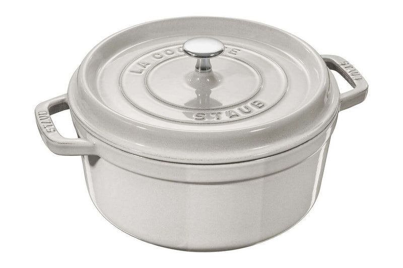 Cocotte STAUB ronde en fonte émaillée truffe blanche - 24 cm