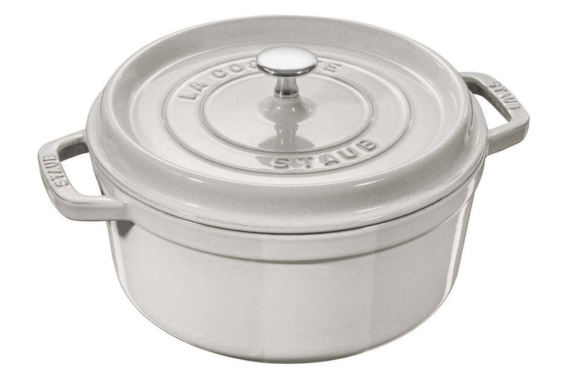 Cocotte STAUB ronde en fonte émaillée truffe blanche - 26 cm