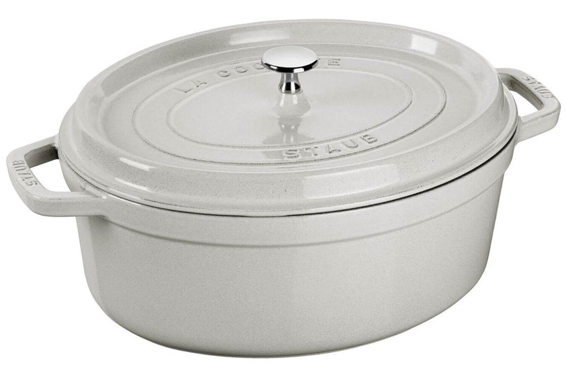 Cocotte STAUB ovale en fonte émaillée truffe blanche - 31 cm