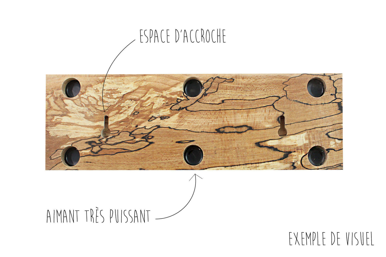 Barre aimantée artisanale Essences Creations en hêtre et résine 30cm - 3 places
