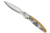 Couteau pliant K2.02M manche olivier et acier décor feuilles 11,5cm