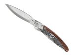 Couteau pliant K2.03M manche bois de violette et acier décor ailes de la mort 11,5cm
