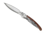 Couteau pliant K2.04M manche bois de violette et acier décor art polynésien 11,5cm