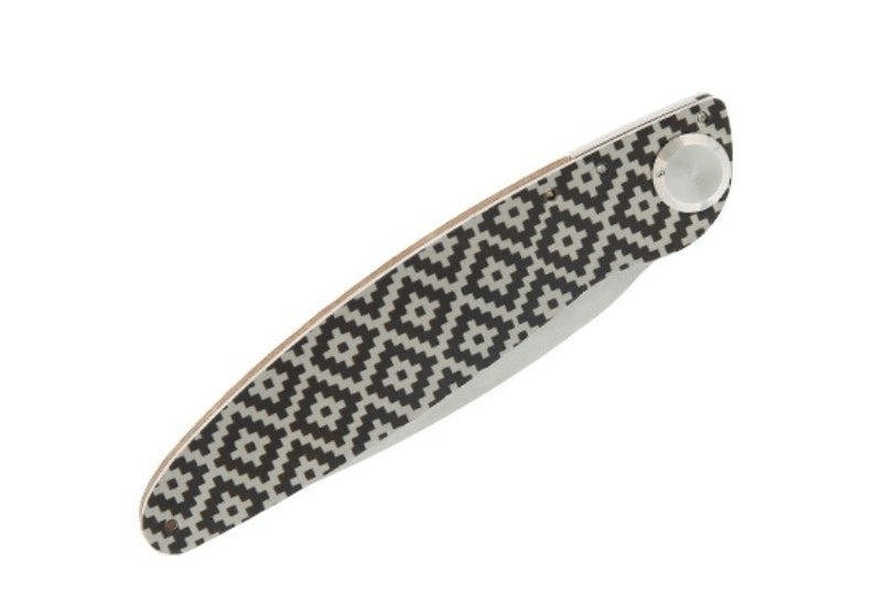 Couteau pliant K2.08M manche olivier et acier décor mosaïque 11,5cm