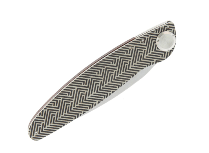 Couteau pliant K2.09M manche bois de violette et acier décor labyrinthe 11,5cm
