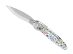 Couteau pliant K2.14M manche acier décor imprimé 3D faience 11,5cm
