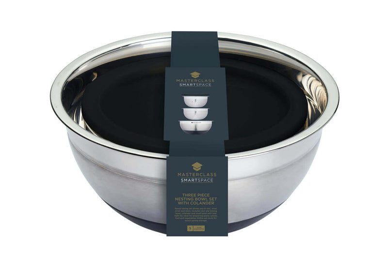 Set de 3 bols en acier inox Kitchencraft MasterClass Smart Space empilables