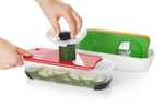 Set 2 râpes + 1 éminceur + 1 spiralizer avec récupérateur OXO