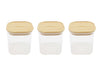 Set de 3 boîtes carrées en verre Pebbly avec couvercle en bambou - 800ml