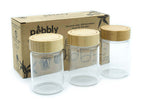 Set de 3 pots en verre Pebbly avec couvercle à vis en bambou - 75ml