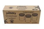 Set de 3 pots en verre Pebbly avec couvercle bambou pour épices et condiments - 190ml