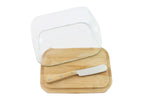 Set beurrier en verre et bambou Pebbly avec couteau à beurre