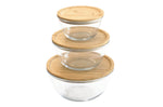 Bol de conservation en verre Pebbly avec couvercle en bambou
