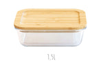 Boîte de conservation rectangulaire en verre Pebbly avec couvercle en bambou - 1,5 l