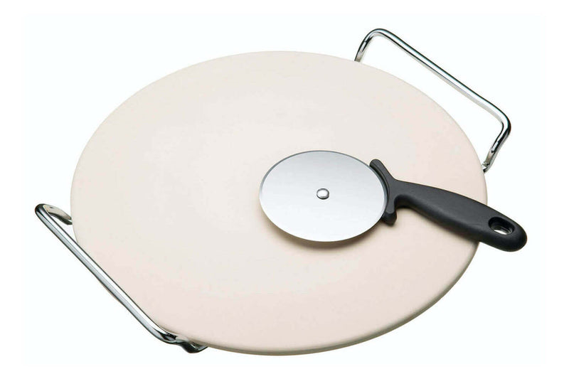 Set pierre à pizza Kichencraft World of Flavours avec roulette à pizza - 32cm