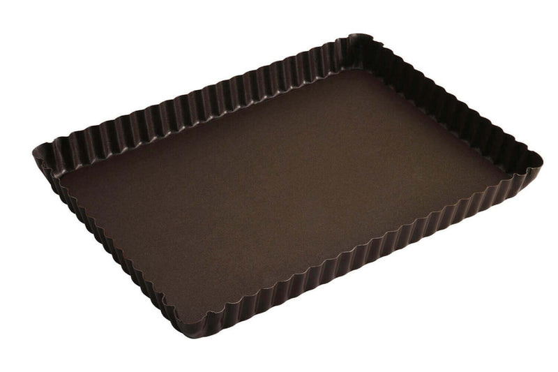 Moule à tarte maison cannelé rectangulaire Gobel anti-adhérent avec fond fixe