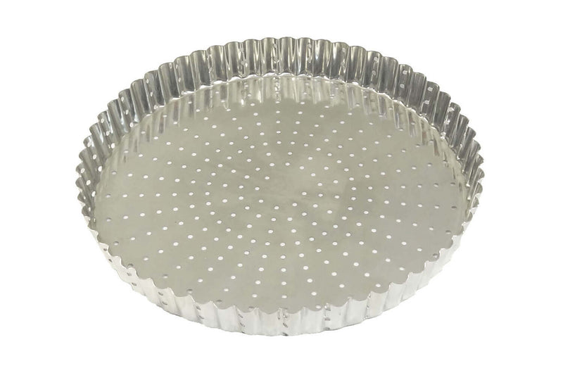 Tourtière ronde cannelée perforée Gobel fer blanc fond fixe - 20cm