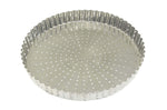 Tourtière ronde cannelée perforée Gobel fer blanc fond fixe - 22cm