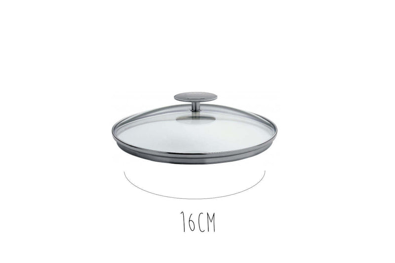 Couvercle en verre bombé Cristel Platine - 16cm