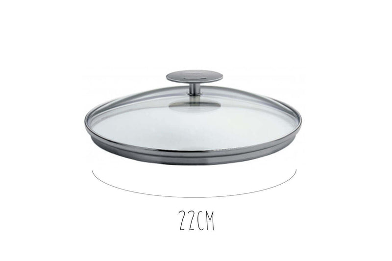 Couvercle en verre bombé Cristel Platine - 22cm