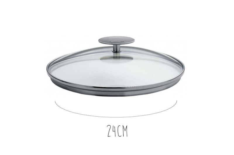 Couvercle en verre bombé Cristel Platine - 24cm
