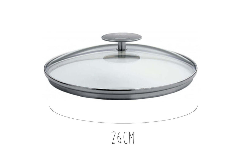 Couvercle en verre bombé Cristel Platine - 26cm