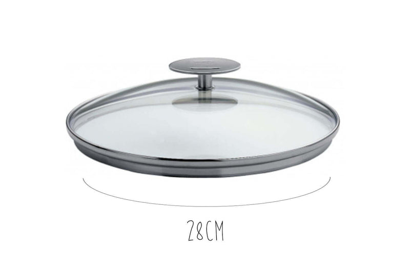 Couvercle en verre bombé Cristel Platine - 28cm