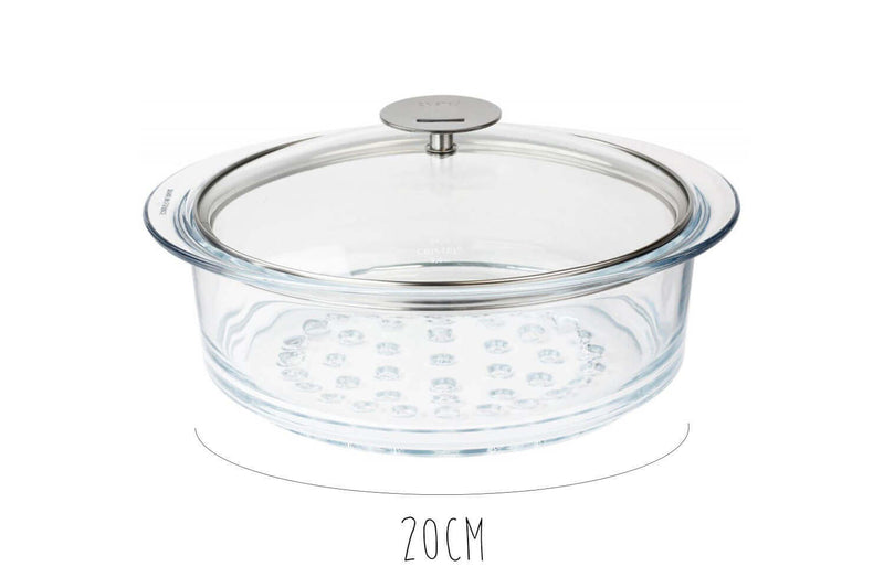 Cuit vapeur en verre Cristel avec couvercle - 20cm