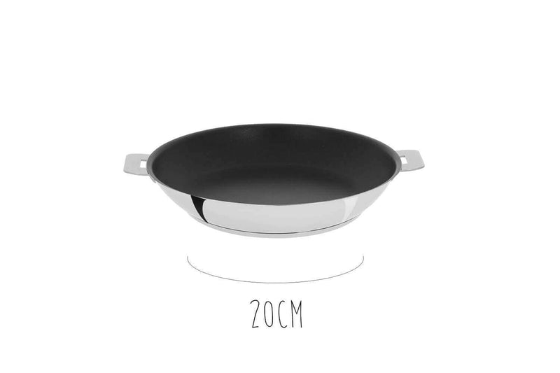 Poêle antiadhérente Cristel Mutine Amovible Exceliss en inox - 20cm