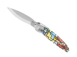 Couteau pliant K2.16M manche acier décor imprimé 3D favelas 11,5cm