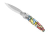 Couteau pliant K2.16M manche acier décor imprimé 3D favelas 11,5cm