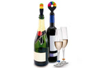 Bouchon en silicone Pulltex pour vin et champagne + 6 marque-verres colorés